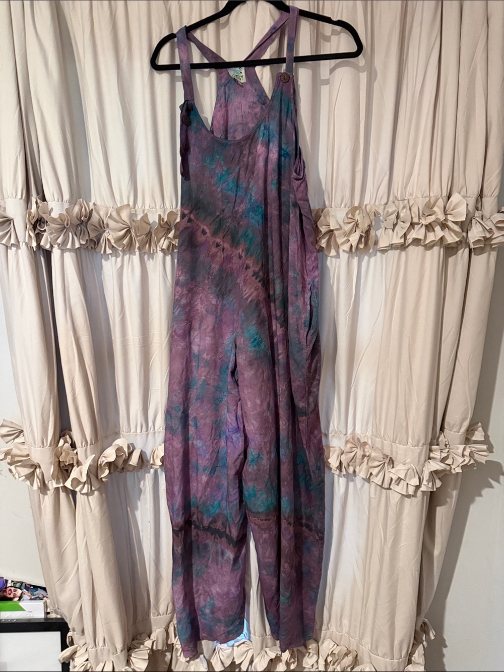 Tie-Dye Wide-Leg Jumpsuit - Purple Teal